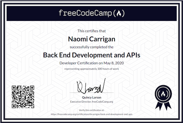 Back End Development and APIs